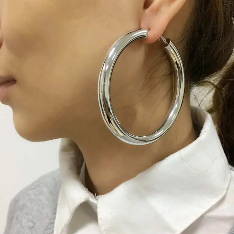 UKEN-pendientes de aro grandes para mujer, aretes de 70mm de diámetro, estilo Punk, accesorios de joyería gruesos, 2024