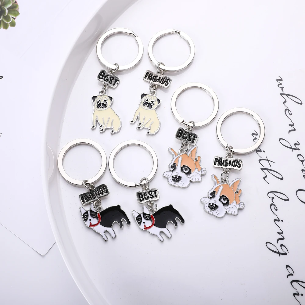 Mini Best friend ring Lucky dog key ring Gifts For Men And Women Animals Key Chain Cute Lovers gift Fashion Jewellery