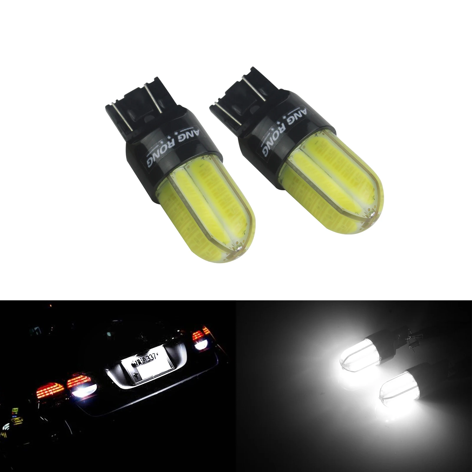 ANGRONG 2 шт. W21/5 Вт 580 7443 DRL дневные ходовые огни COB светодиодные клиновидные лампы Ксеноновые белые