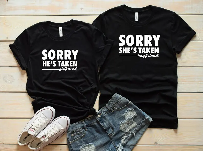 

Sugarbaby New Arrival He's Taken and She's Taken Wedding Gift Matching shirts Couple tees Anniversary Gift Drop shipping