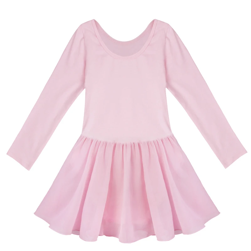 Children Kids Dancing Ballet Tutu Dress Girls Long Sleeve Skirted Tulle Ballet Dancewear Dress Leotard Ballerina Dancing Clothes