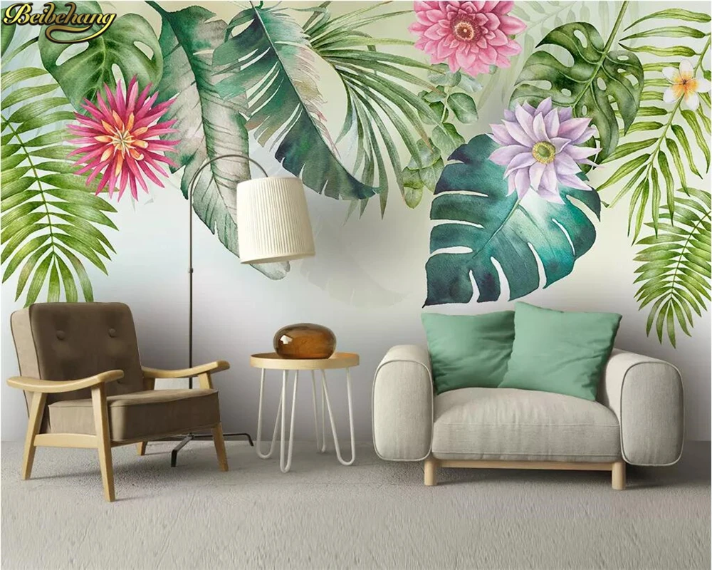 Custom photo wallpaper living room mural Nordic minimalist small fresh green leaves wallpapers watercolor background wall paper
