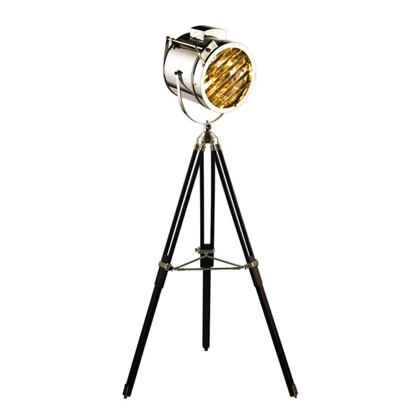 Vintage Wood Tripod Floor Lamp Search Floor Light Home Indoor Floor Lights Fixture Chrome Gold Toolery AC 110V 220V E27 LED Lamp