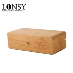 LONSY Fashion Rectangular Sunglasses Case Brand Designer Handmade Natural Bamboo Wood Sun Glasses Box Bag  BM8001