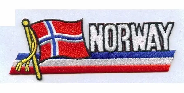 Norway Country Embroidery Patches Made by Twill Heat Cut and Iron On Backing 100pcs/Plastic Bag MOQ50pcs Free Shipping