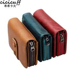 Men Coin Purse Small Wallet Female Genuine Leather Walet Portomonee Clamp for Money Bag for Ladies Women Zipper Card Short Purse