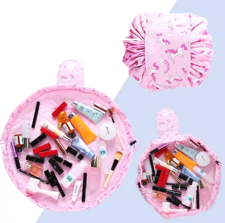 

Tropical flamingo Portable Makeup Drawstring Bags Storage Portability Magic Travel Pouch Cosmetic Bag Quick Pack Waterproof