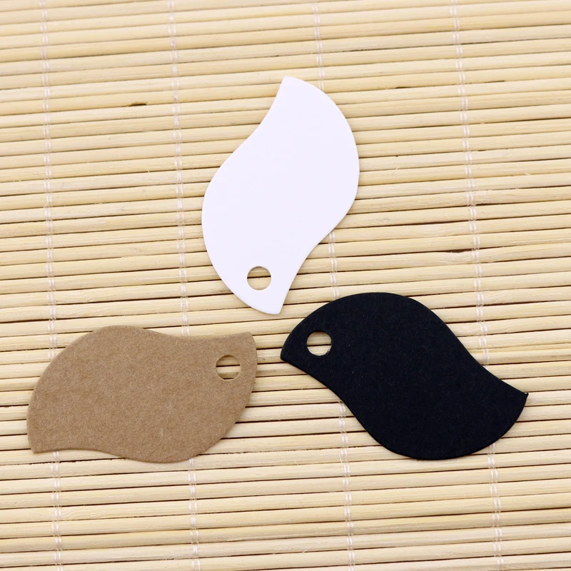 100pcs/lot 3x5cm Blank Paper Price Tags Labels Leaf Shape Cards Tags for Cakes Gifts Hang Tags Party Blessing Greeting Cards