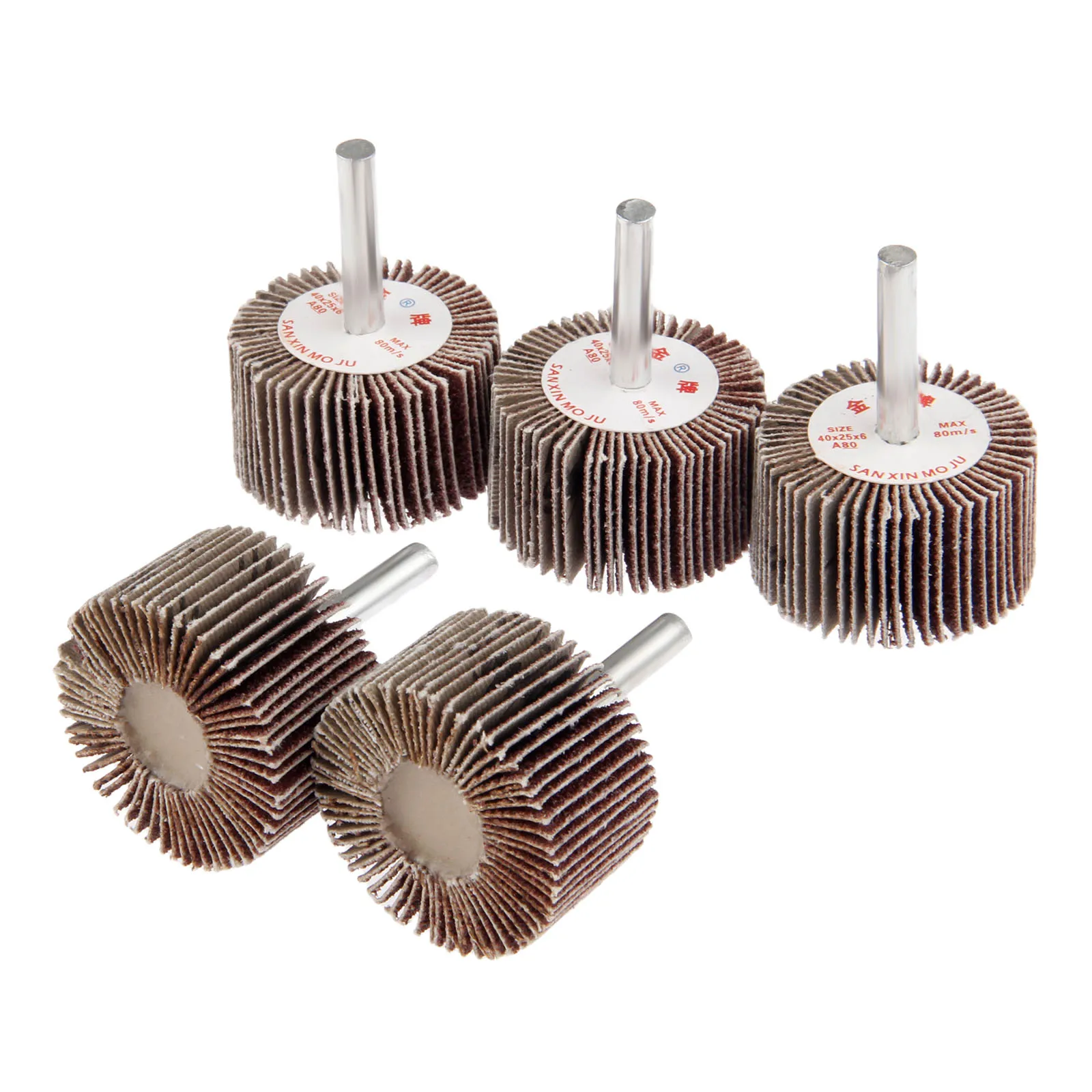 Dreld 5 pcs dremel 액세서리 로타리 공구 40mm 그라인딩 버핑 샌드페이퍼 미니 드릴 그릿 용 맨드릴 플랩 휠 헤드 80 #
