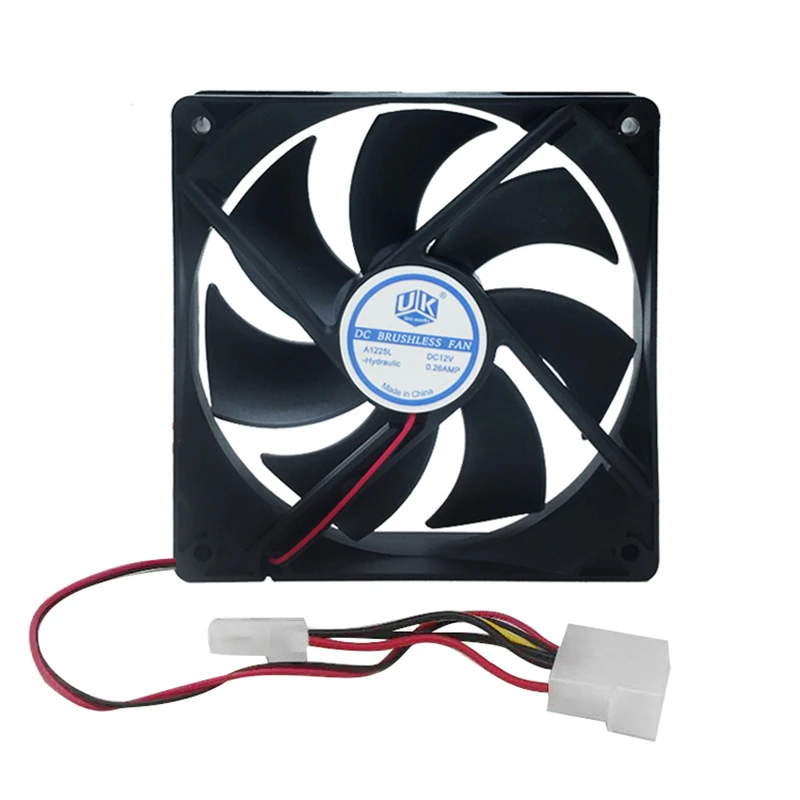 PC bilgisayar kasası 12025s 12cm 120mm 120x25mm DC 12V siyah 4Pin erkek/kadın soğutma fanı