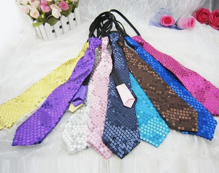 Sparkly Glitter Sequin Tie Adults Child Neckwear Fashion Disco Hen Party Stage Dance Necktie Fancy Dress Magic Show gifts