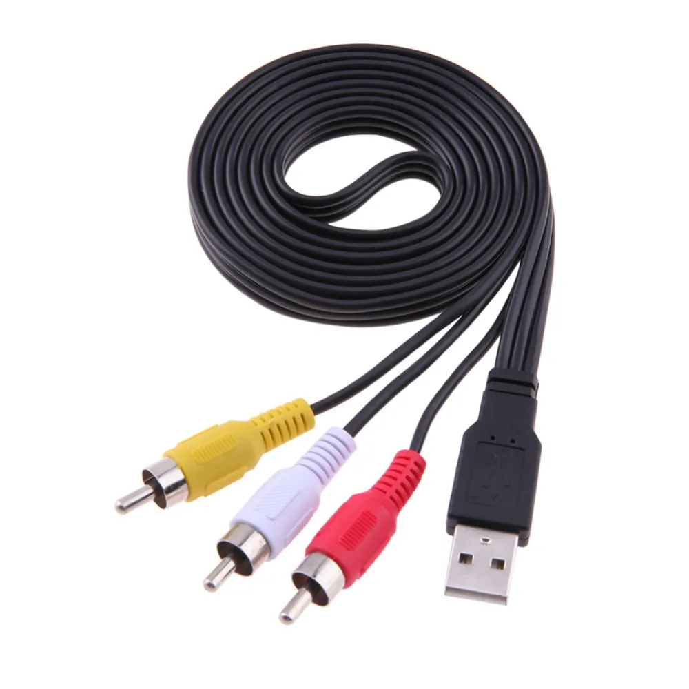 ALLOYSEED 1.5 m/5FT USB męski A do 3 RCA męski AV A/V adapter do kabla USB do RCA audio wideo przewód konwertera przewód do telewizora HDTV HD