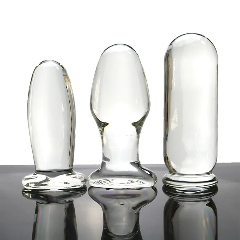 Smooth Crystal Glass Huge Anal Plug  Prostate Massager Dilatador Anal Dildo Thick Big Glass Butt Plug Anal Sex Toys for Couples