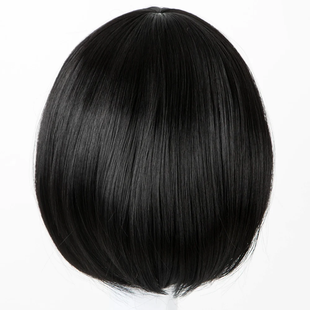 Children Wig Fei-Show Wig Synthetic Heat Resistant Fiber Short Wavy Hair Flat Neat Bangs Hairpieces for 50 Head Circumference