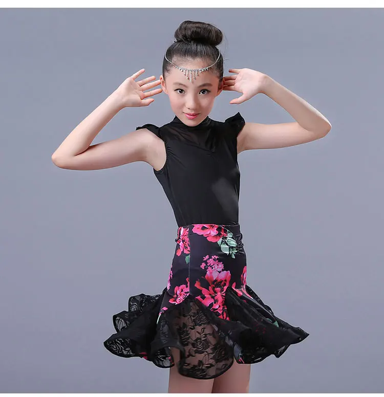 2pcs Sets Girl Latin Dance Dress For Girls Ballroom Dancing Dress Girl Competition Dancewear Kids Kid Dance Costumes Set