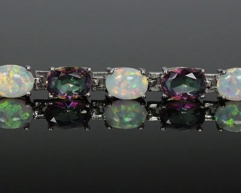 JLB-052  Trendy Precious Fire Opal Gem & Purple Crystal  Bracelets for Women Elegant Jewelry Best Gift for Lovers