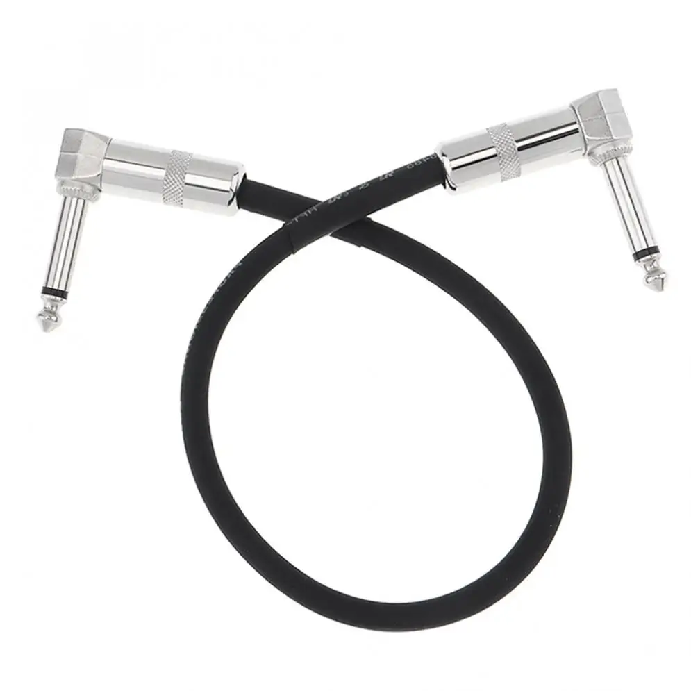 30cm / 11.8 inch Guitar Effect Pedal Instrument Patch Cable with 1/4 Inch 6.35mm Silver Right Right Angle Plug