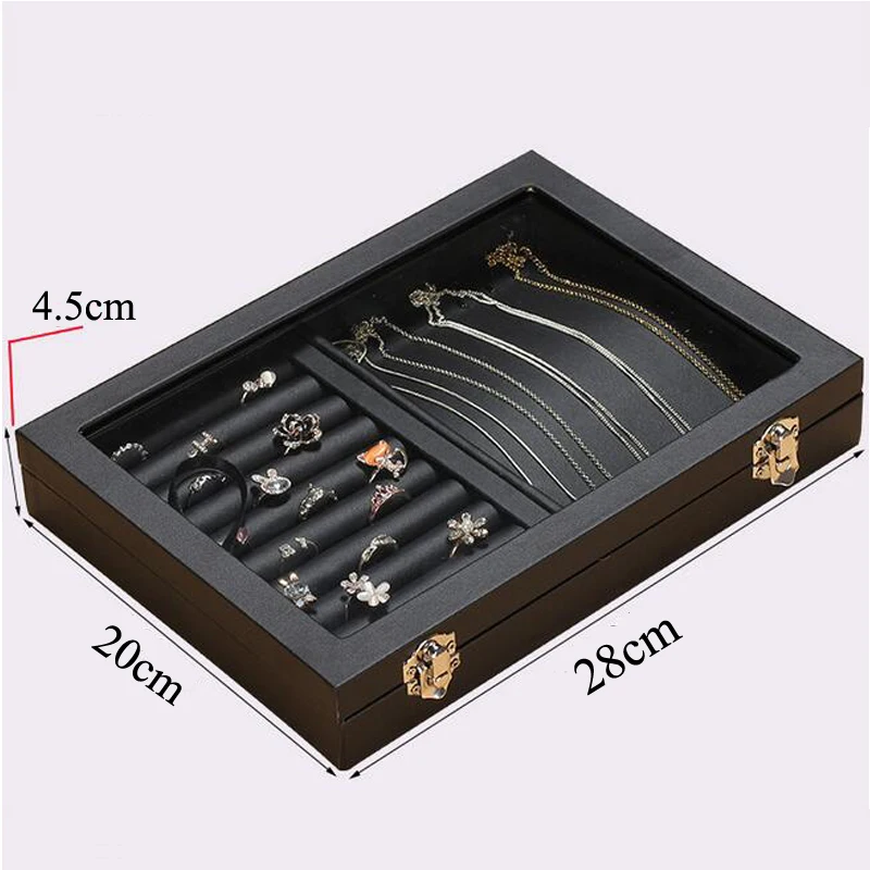 Fashion New Size PU Leather Jewelry Organizer Jewellery Display Earring Holder Ring Box Necklace Casket Gift Case