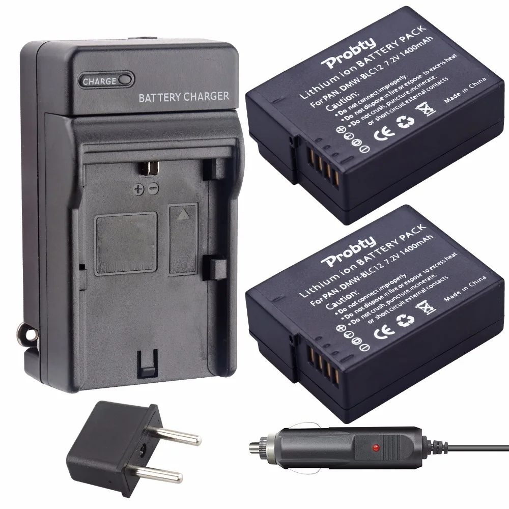 2pcs PROBTY DMW-BLC12 DMW BLC12 Battery + Charger kit for Panasonic DMC GH2 G5 G6 V-LUX4 DMC-GH2 FZ1000 FZ200 DMC-G7 DMC-G85