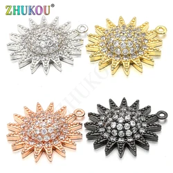 18*20mm Brass Cubic Zirconia Flower Charms Pendants DIY Jewelry Findings Accessories, Hole: 1mm, Model: VD285