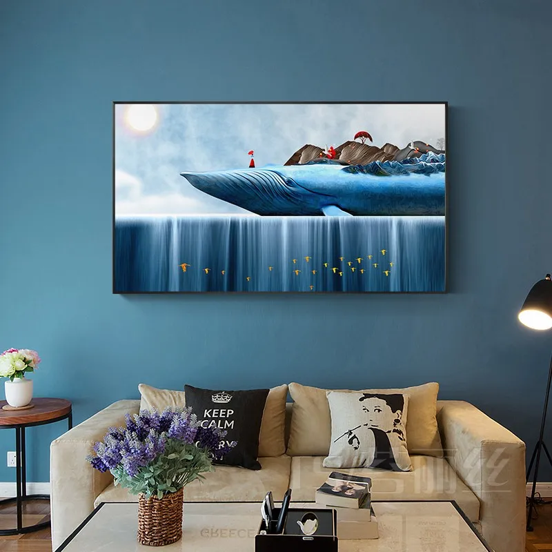 

EECAMAIL 5D Diamond Painting Bedroom Children Cartoon Anime Sea Whale Creative Living Room DIY Stick Diamond Cross Stitch Diamon