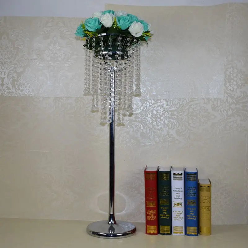 

85cm Tall Crystal Flower Stand Wedding Centerpiece Flower Chandeliers Decoration Metal Acrylic Flower Holder 10pcs/Lot