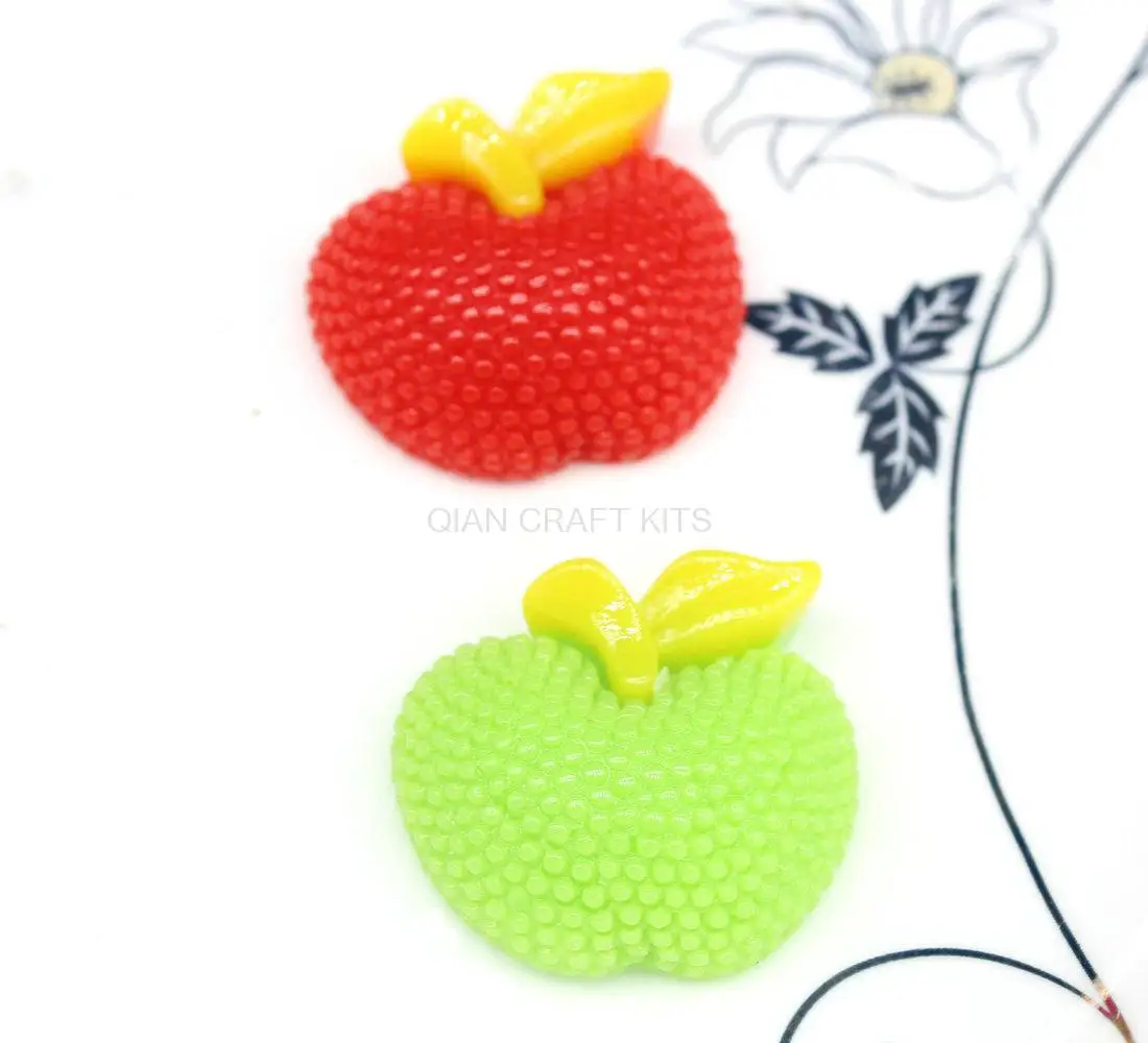 150pcs cute resin bling apple flatback cabochon for DIY crafts scrapbooking 29mm APPLES Resin Decoden Flatback Cabochon