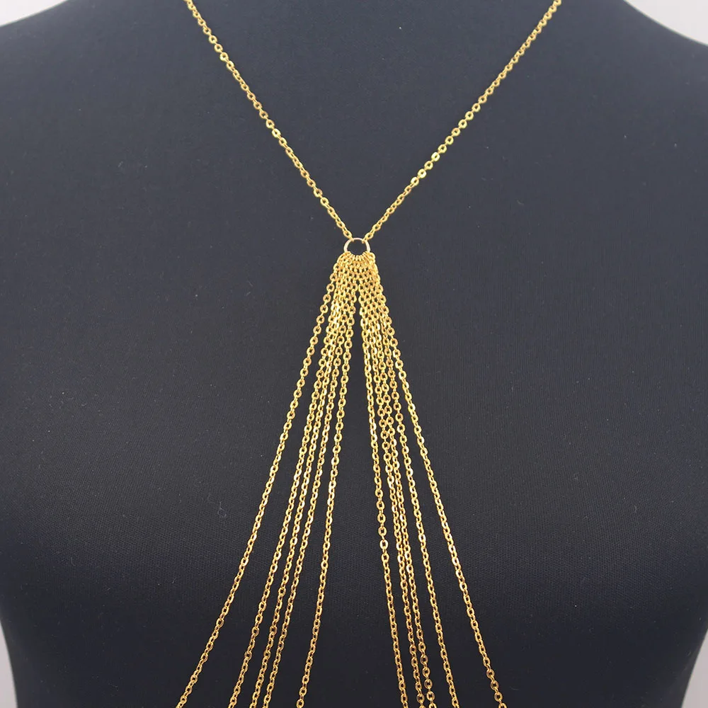 Long Tassel Body Chain Sexy Beach Gold Silver Color Disco Party Accessories Bra Cross Body Chain Jewellery For Women