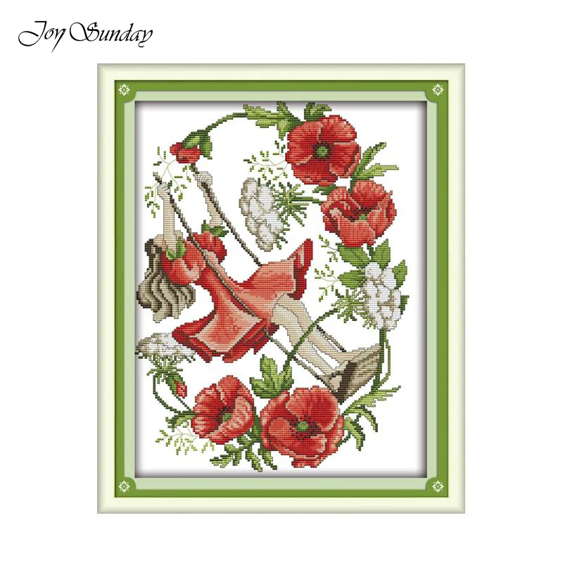 Joy Sunday Cross stitch Cartoon Cotton drawing Flower Faerie Cross stitch patterns DIY DMC Cross stitch Sets For Embroidery kits