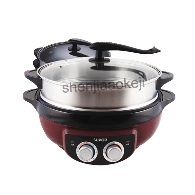 Multifunctional Household Electric Cooker Wok 6L Korean-Style Non-stick Frying Machine Electric Food Steamer Hot Pot 220v 1800w