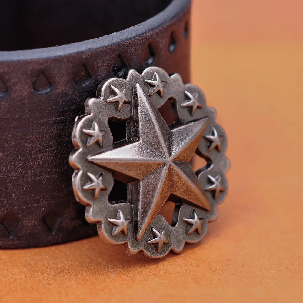 3.6X3.6CM 10pcs Punk Vintage Silver Western Texas Star Stud Rivet Leathercraft Saddle Conchos for leather rivet back