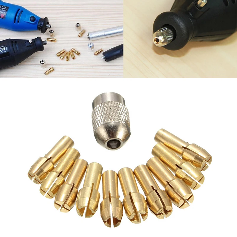 OOTDTY 10 ชิ้น 0.5-3.2 มิลลิเมตร Brass Drill Chuck Collet Bits 4.3 มิลลิเมตรสำหรับเครื่องมือโรตารี่ Dremel