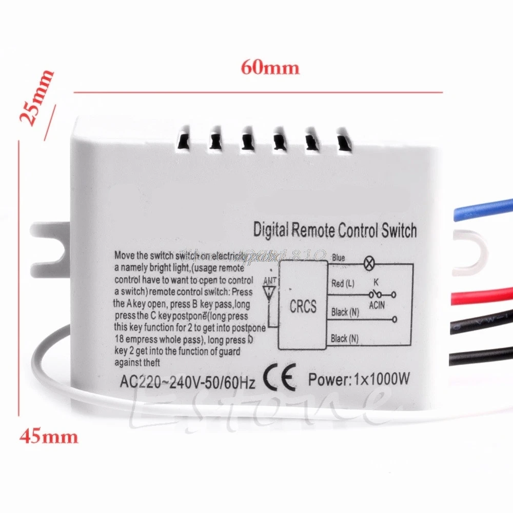 Wireless 1/2/3/ Channel ON/OFF Lamp Remote Control Switch Receiver Transmitter Whosale&Dropship