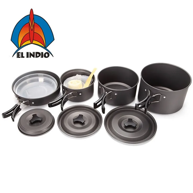 EL INDIO Many people set the pot aluminum pot pot with a portable outdoor bowl spoon 4-5 DS500