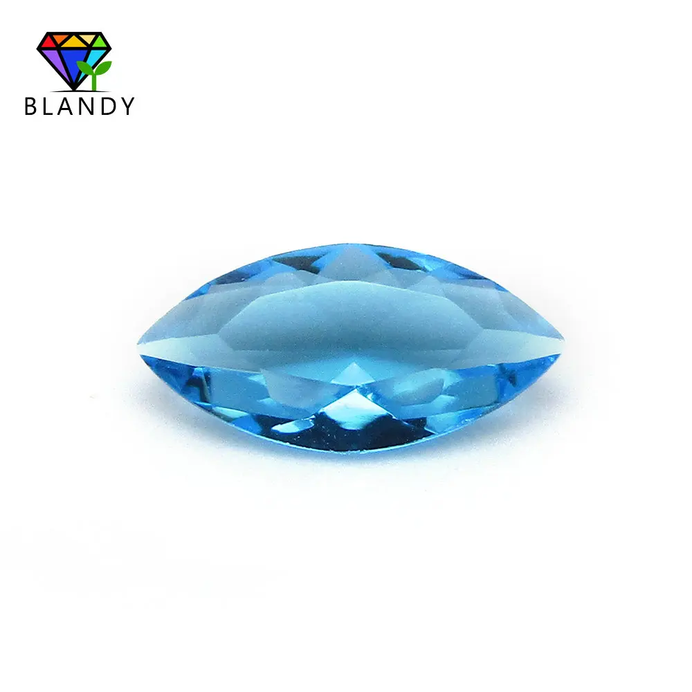 Wholesale Price 1.5x3~8x16mm Marquise Shape Seablue Glass Stone 5A Quality Aquamarines Loose Synthetic Glass Beads For Jewelry