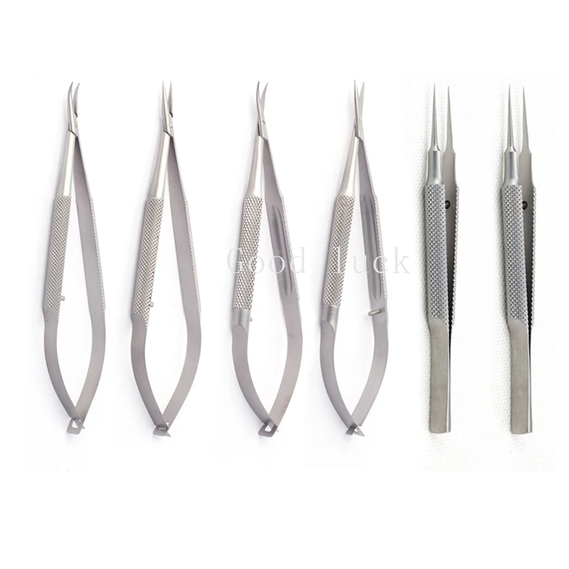 12cm Six Of Equipment Package Ophthalmic Instruments Needle Holder Micro Scissors Tweezers Hand Tool