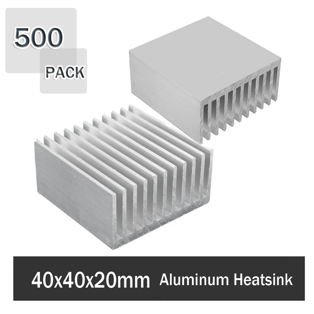 

500Pcs Gdstime 40mm 4cm 40mm x 40mm x 20mm Cooling Accessories Heat Sink IC HeatSink Metal Aluminum Cooling Fin Fan