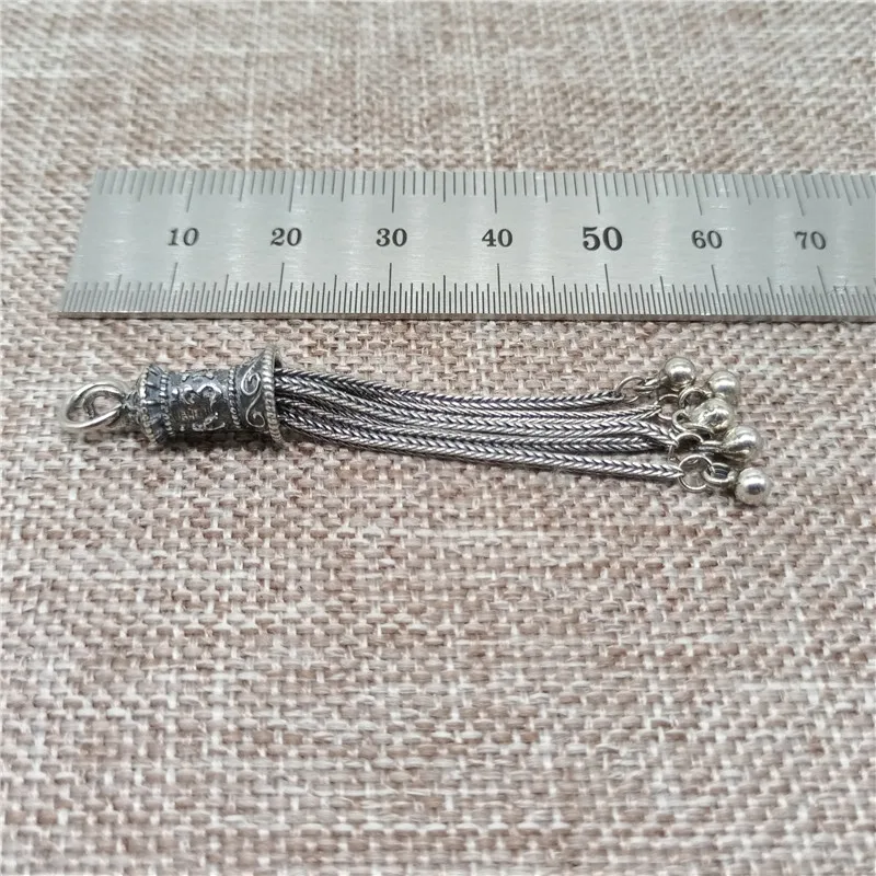 925 Sterling Silver OM Tassel Pendant Charm Om mani padme hum for Necklace