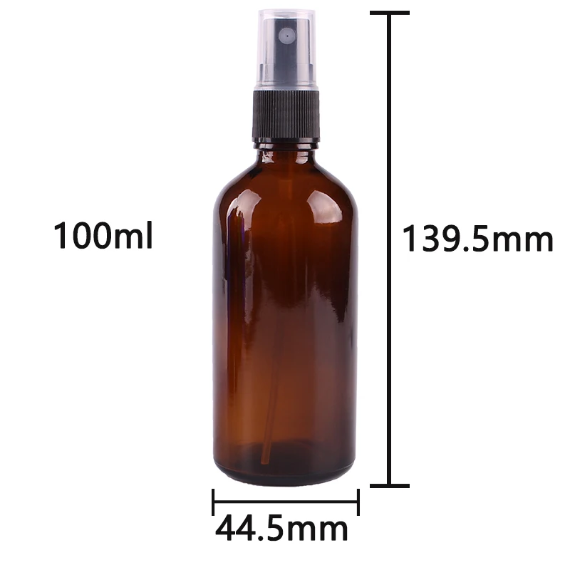 12pcs 100ml Amber Glass Spray Bottle w/ Black Fine Mist Sprayer essential oil bottles empty cosmetic containers