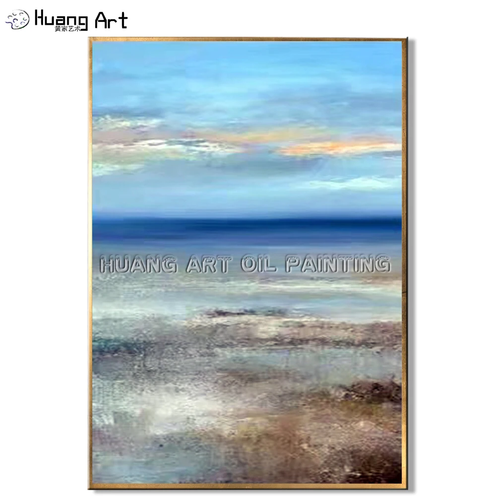 High Skill Hand-painted High Quality Blue Sky Abstract Landscape Oil Painting on Canvas Modern Seascape Wall Decor Oil Painting