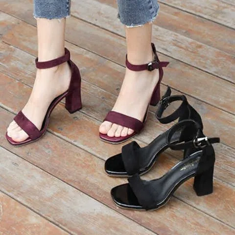 Women Sandals Summer Women Shoes Square Heel Sandals Ladies Shoes Woman Sandalie Block Heels Buckle Female High Heels Shoes