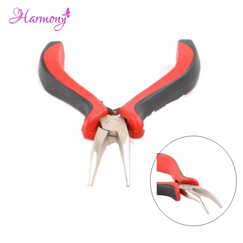 

1pcs Black red color Bend head Hair Extension Pliers Tools For Micro ring Hair Extensions Hair Pliers