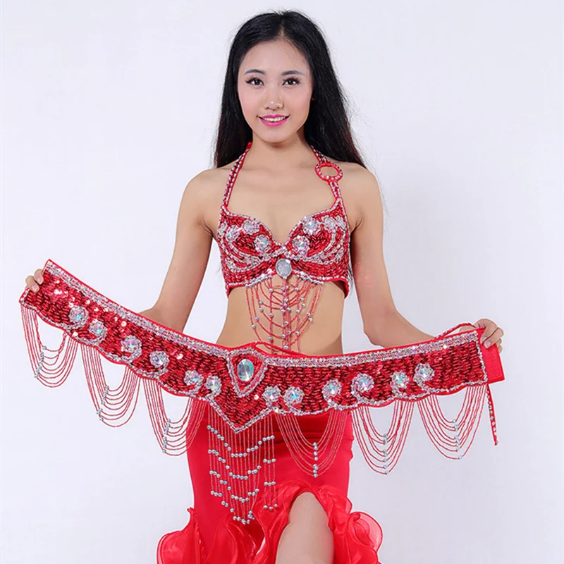 Performance Belly Dancing Costumes Oriental Dance Outfits 3pcs Women Belly Dance Costume Set Bra Belt Skirt