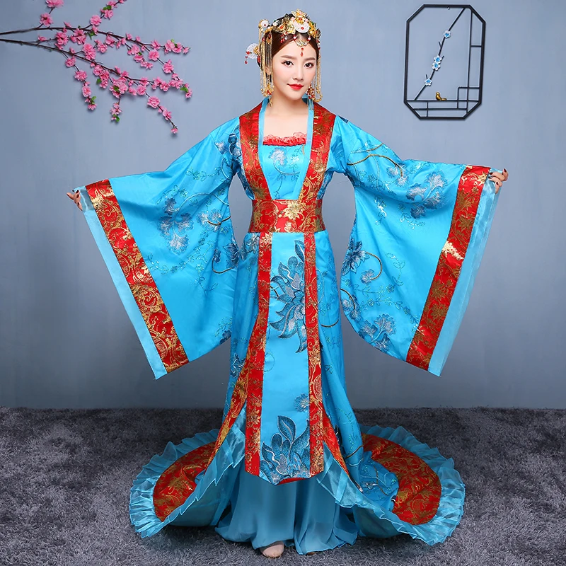 Tang Ming Dynasty Hanfu high quality Chiffon Costume Royal Elegant Vintage Dress Oriental Girls Chinese Folk Dance Fairies Wear