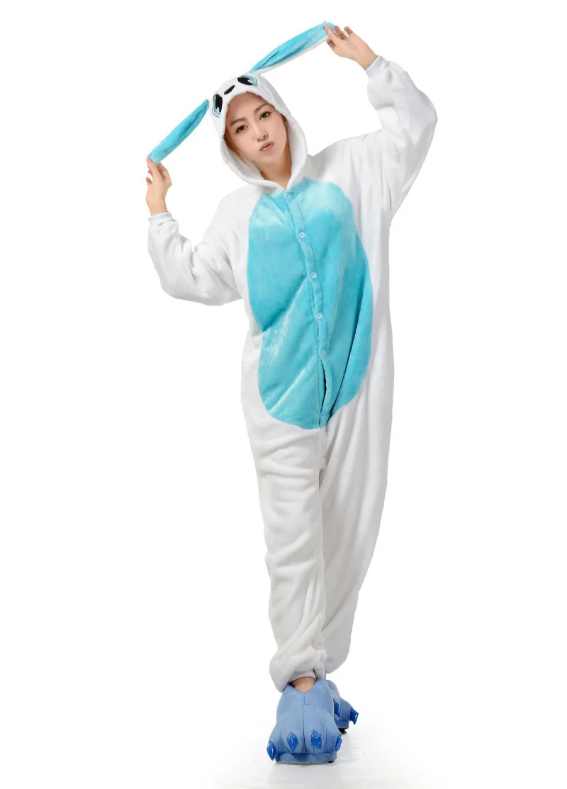 Adult Cosplay Kigurumi Rabbit Animal Costume Women Onesies Pajamas Halloween Carnival Party Jumpsuit (exclude slipper)