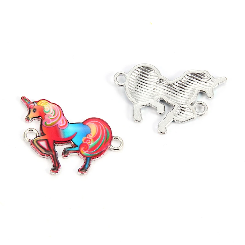 10pcs Mixed Unicorn Enamel Alloy Connectors Bracelets Horse Charms For DIY Necklace Accessories Fashion Jewelry Finding