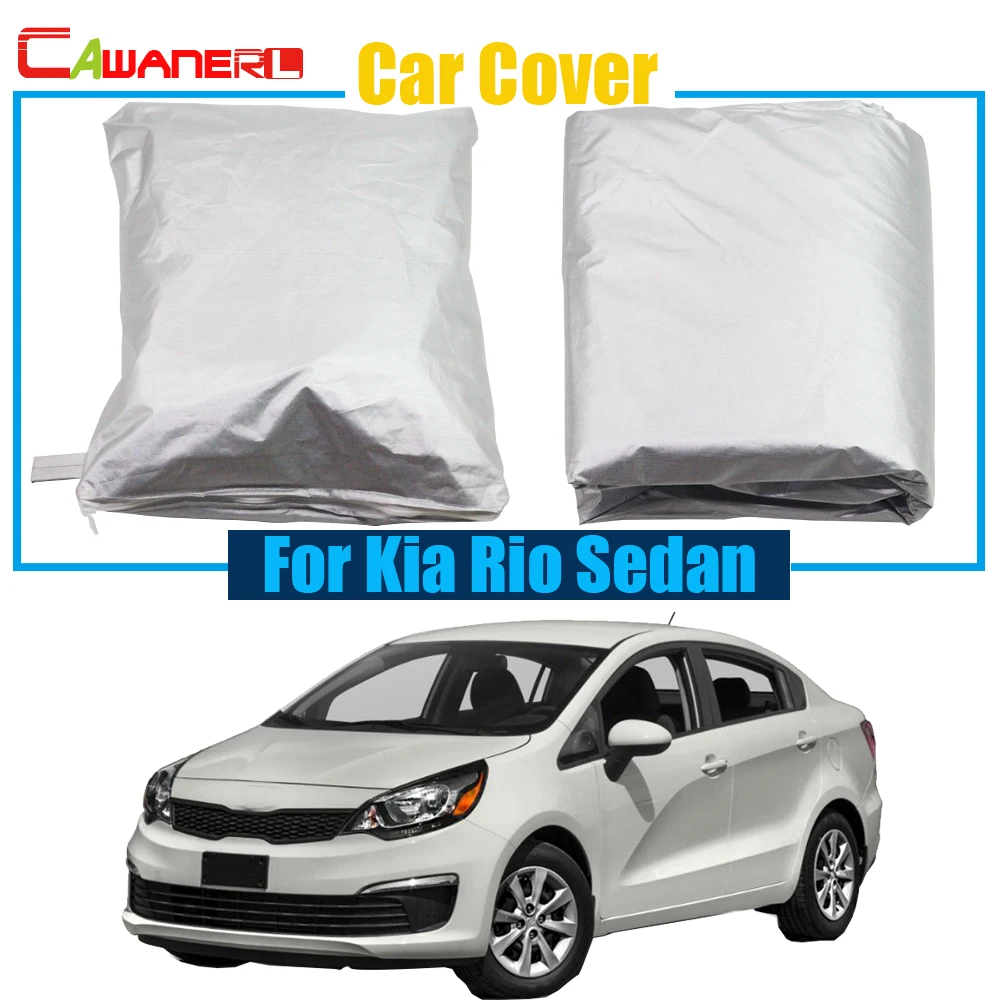 Cawanerl Car Cover UV Anti Sun Shade Snow Rain Resistant Protector Cover For Kia Rio Sedan