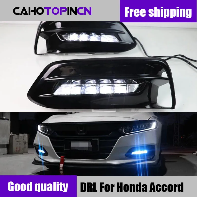 

Daytime Running Light For Honda Accord 10th 2018 2019 LED DRL Car driving fog lamp With dynamic Turn Signal style relay