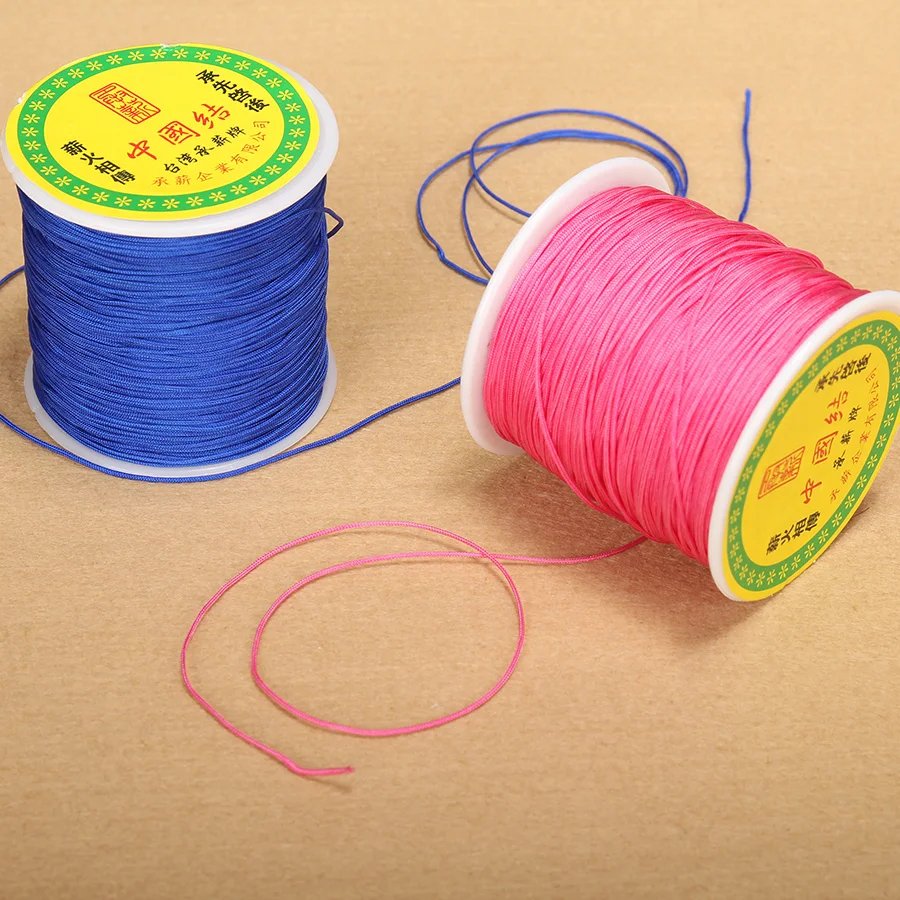 90m/lot 1mm Polyester Microcord Weaving Red Chinese Knot Macrame Bracelet Braided Thread For Tassels Beading  Jewelry Making Diy
