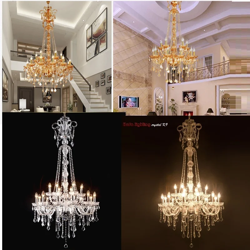 

Long Stair Chandelier Crystal Large Foyer Light Modern Fashion Living Room Dining Hall Complex Staircase Lighting ChandelierS